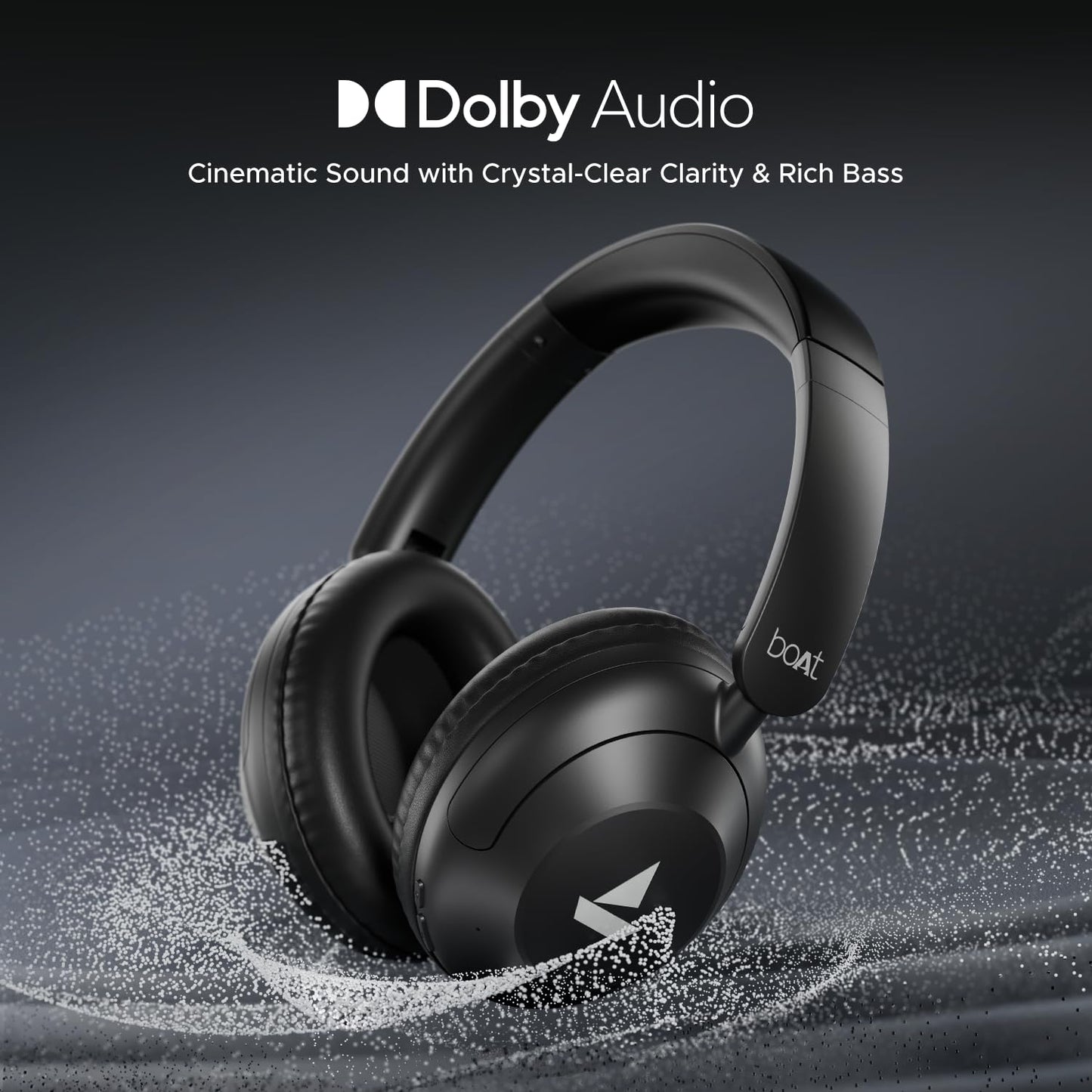 Boat Newly Launches Rockerz 650 Pro, Touch/Swipe Control, Dolby Audio, 80hrs Battery, 2Mics ENx, Fast Charge, App Support, Dual Pair, Bluetooth Over Ear Headphones with Mic (Iris Black)